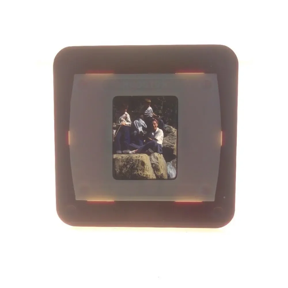 Vtg 1940s Kodachrome Family Children on Rocks Portrait Photograph Color Slide
